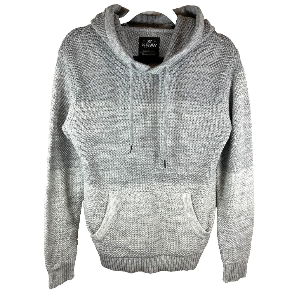 XRAY Jeans Mens Gray Marled Knit Pullover Hoodie Sweater Small